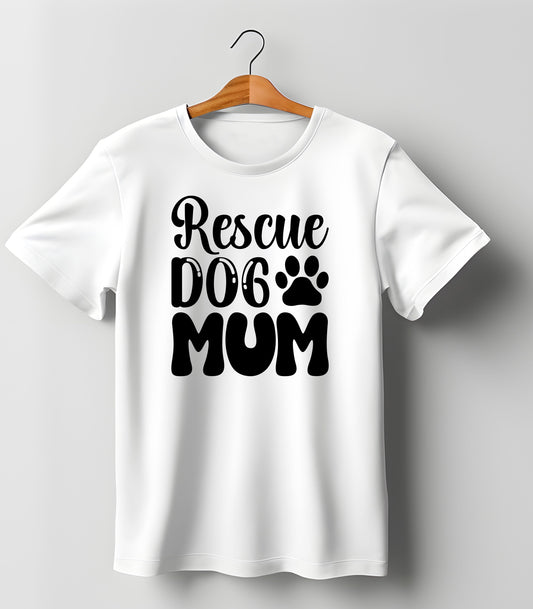 Rescue Dog Mum Slogan T-Shirt